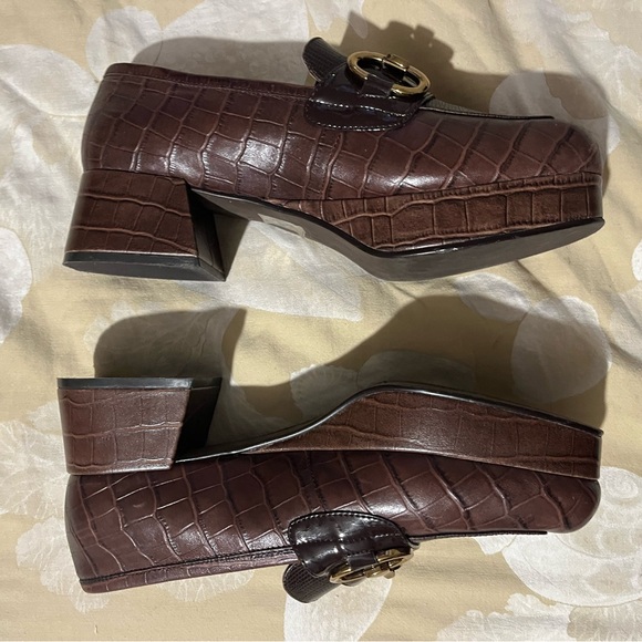 Jeffrey Campbell Student- Brown Croc Platform Block Heel Loafers - Picture 7 of 8